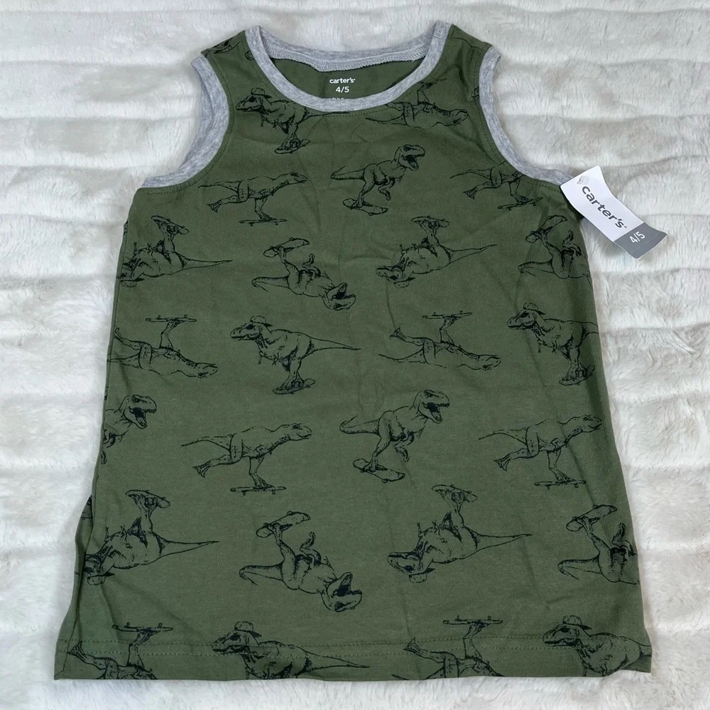 NWT Carters Boys 4/4 Girls School Fall Spring Dino Skateboard T-Rex Slater Tank